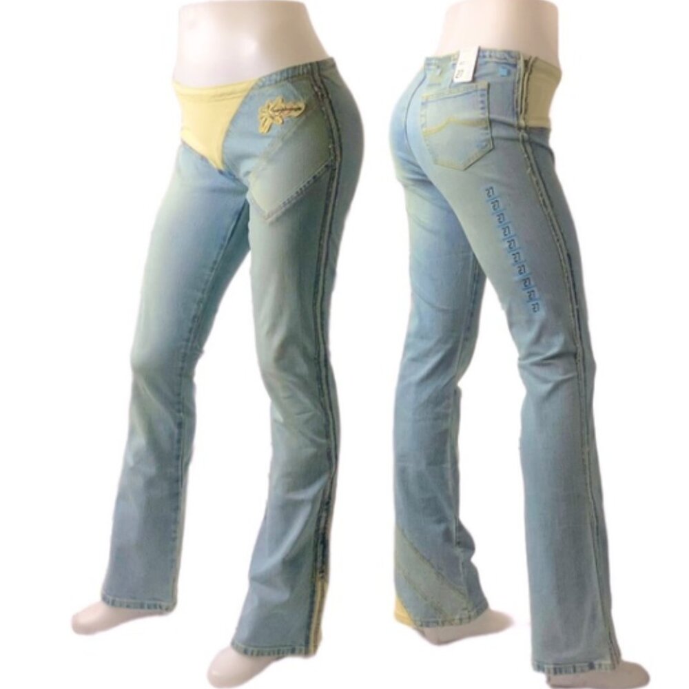 Women’s Azzure Sandblast Indigo Vintage Stretch Flare Denim Pants NWT